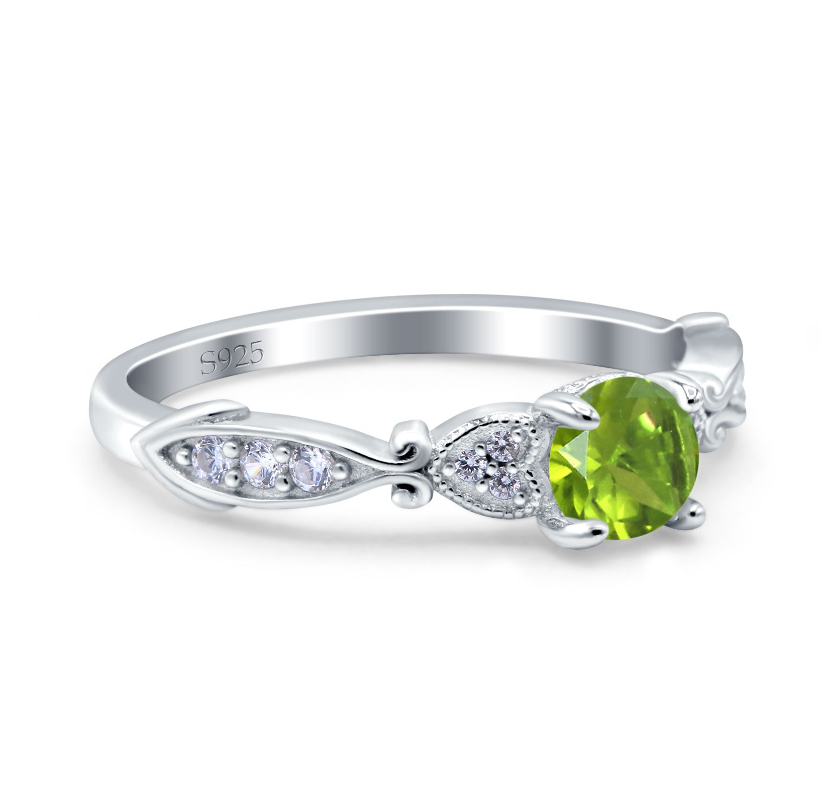 Heart Filigree Art Deco Wedding Bridal Ring Round Simulated Cubic Zirconia 925 Sterling Silver
