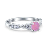 Heart Filigree Art Deco Wedding Bridal Ring Round Simulated Cubic Zirconia 925 Sterling Silver