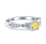 Heart Filigree Art Deco Wedding Bridal Ring Round Simulated Cubic Zirconia 925 Sterling Silver
