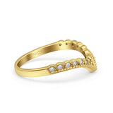 V Shape Wedding Engagement Anniversary Ring Band Round Simulated Cubic Zirconia 925 Sterling Silver