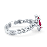 Halo Art Deco Bridal Wedding Engagement Ring Marquise Simulated Cubic Zirconia 925 Sterling Silver