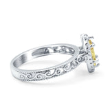 Halo Art Deco Bridal Wedding Engagement Ring Marquise Simulated Cubic Zirconia 925 Sterling Silver