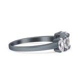 Half Eternity Ring Wedding Engagement Band Oval Simulated Cubic Zirconia 925 Sterling Silver
