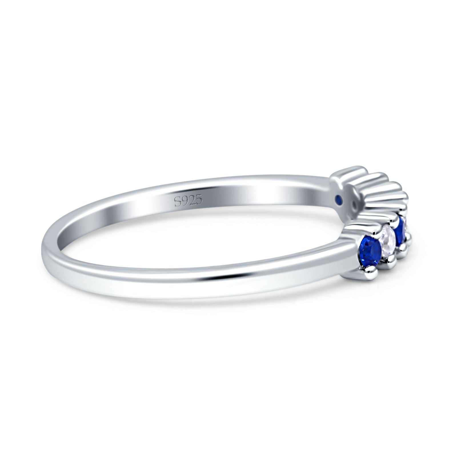 Round Dazzling Eternity Wedding Band Cubic Zirconia 925 Sterling Silver