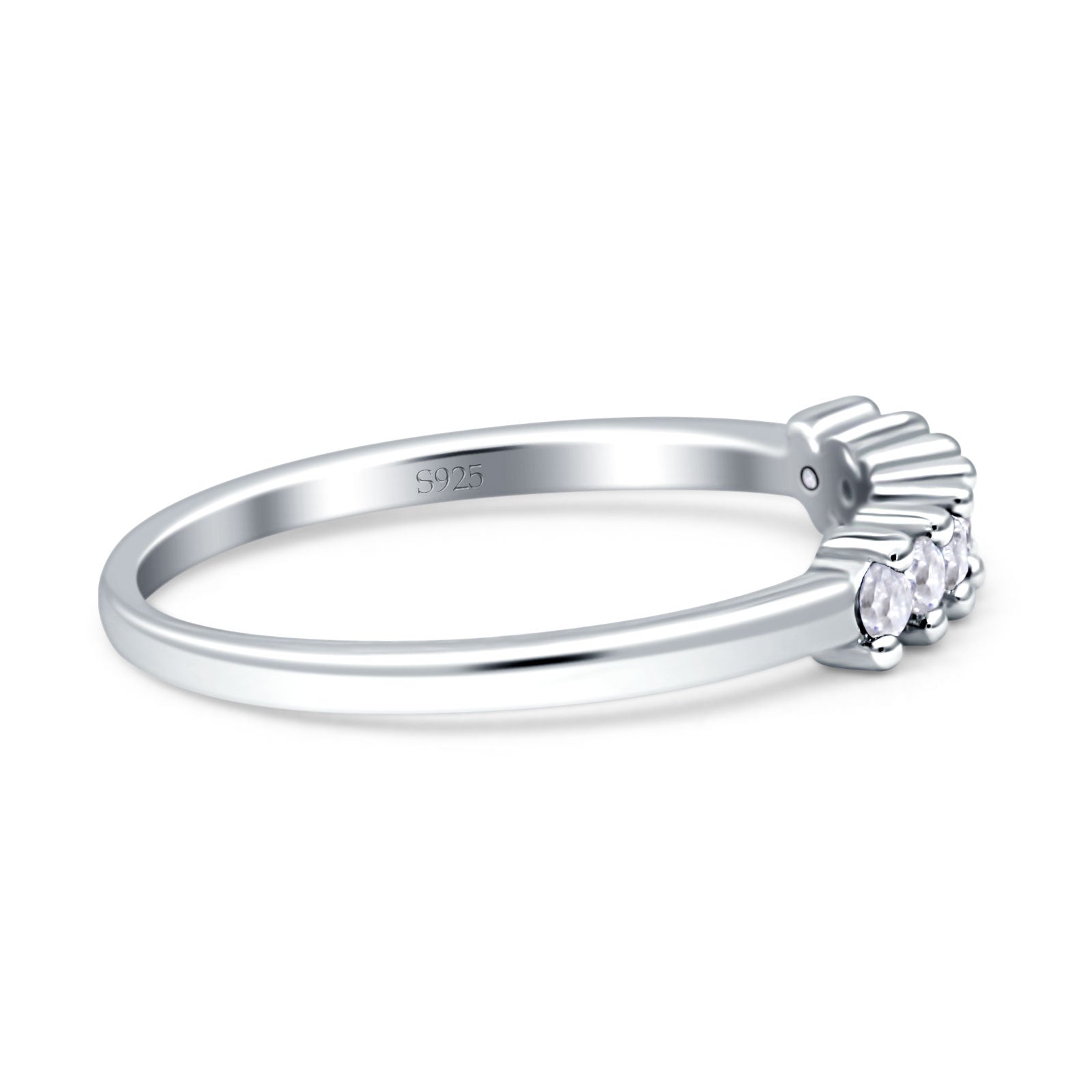 Round Dazzling Eternity Wedding Band Cubic Zirconia 925 Sterling Silver