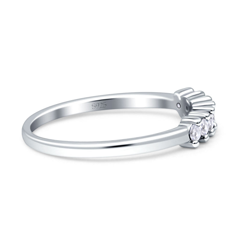 Round Dazzling Eternity Wedding Band Cubic Zirconia 925 Sterling Silver