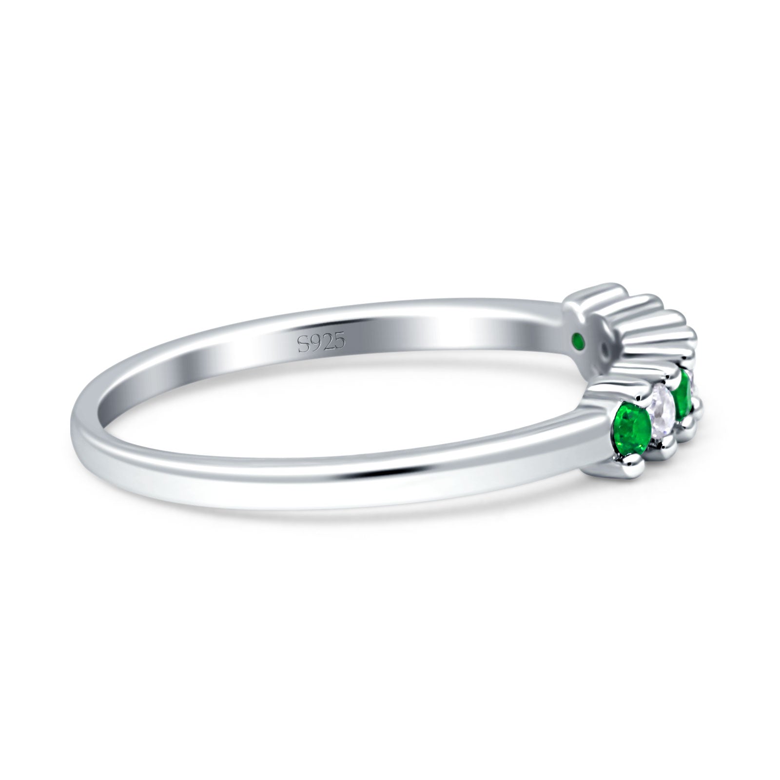 Round Dazzling Eternity Wedding Band Cubic Zirconia 925 Sterling Silver
