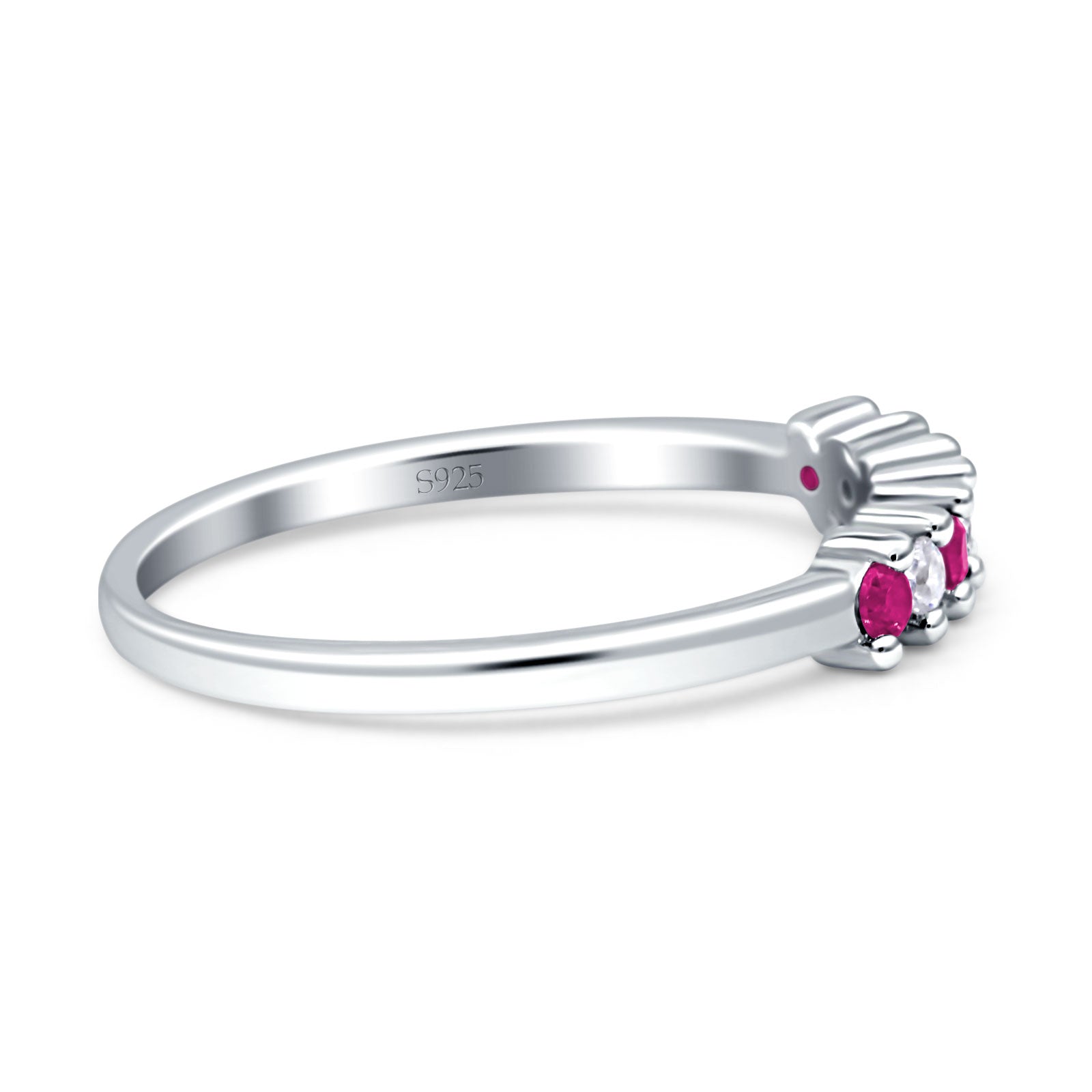 Round Dazzling Eternity Wedding Band Cubic Zirconia 925 Sterling Silver