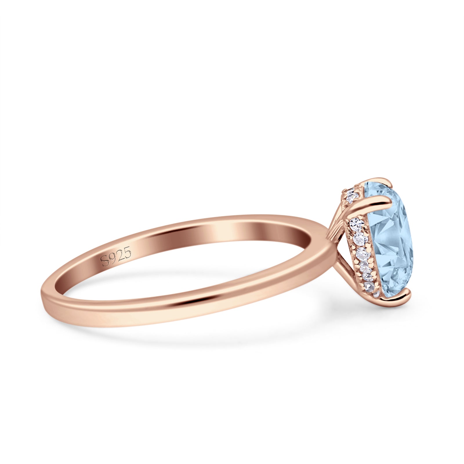 Teardrop Pear Hidden Halo Natural Aquamarine Engagement Ring