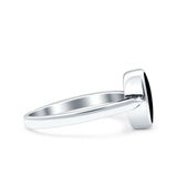 Vintage Style Petite Dainty Lab Opal Ring Solid Oval Oxidized 925 Sterling Silver