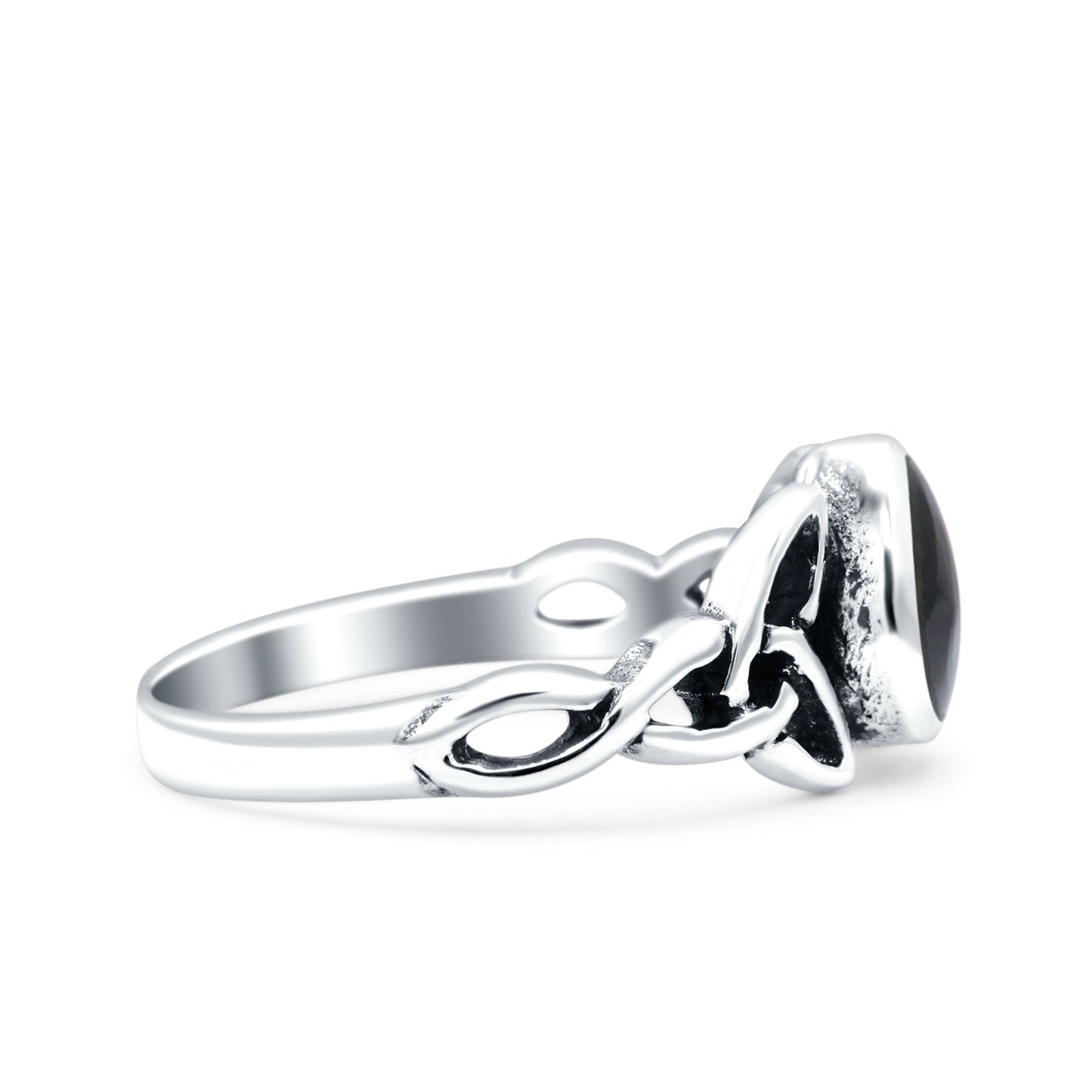 Celtic Pear Lab Opal Ring Solid Oxidized 925 Sterling Silver