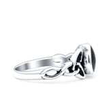 Celtic Pear Lab Opal Ring Solid Oxidized 925 Sterling Silver