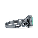 Celtic Pear Lab Opal Ring Solid Oxidized 925 Sterling Silver