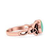 Celtic Pear Lab Opal Ring Solid Oxidized 925 Sterling Silver