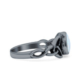 Celtic Pear Lab Opal Ring Solid Oxidized 925 Sterling Silver