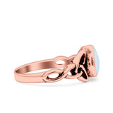 Celtic Pear Lab Opal Ring Solid Oxidized 925 Sterling Silver