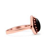 Petite Dainty Pear Lab Opal Ring Solid Oxidized 925 Sterling Silver