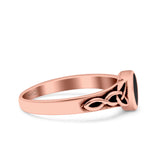 Celtic Style Marquise Lab Opal Ring Solid Oxidized 925 Sterling Silver