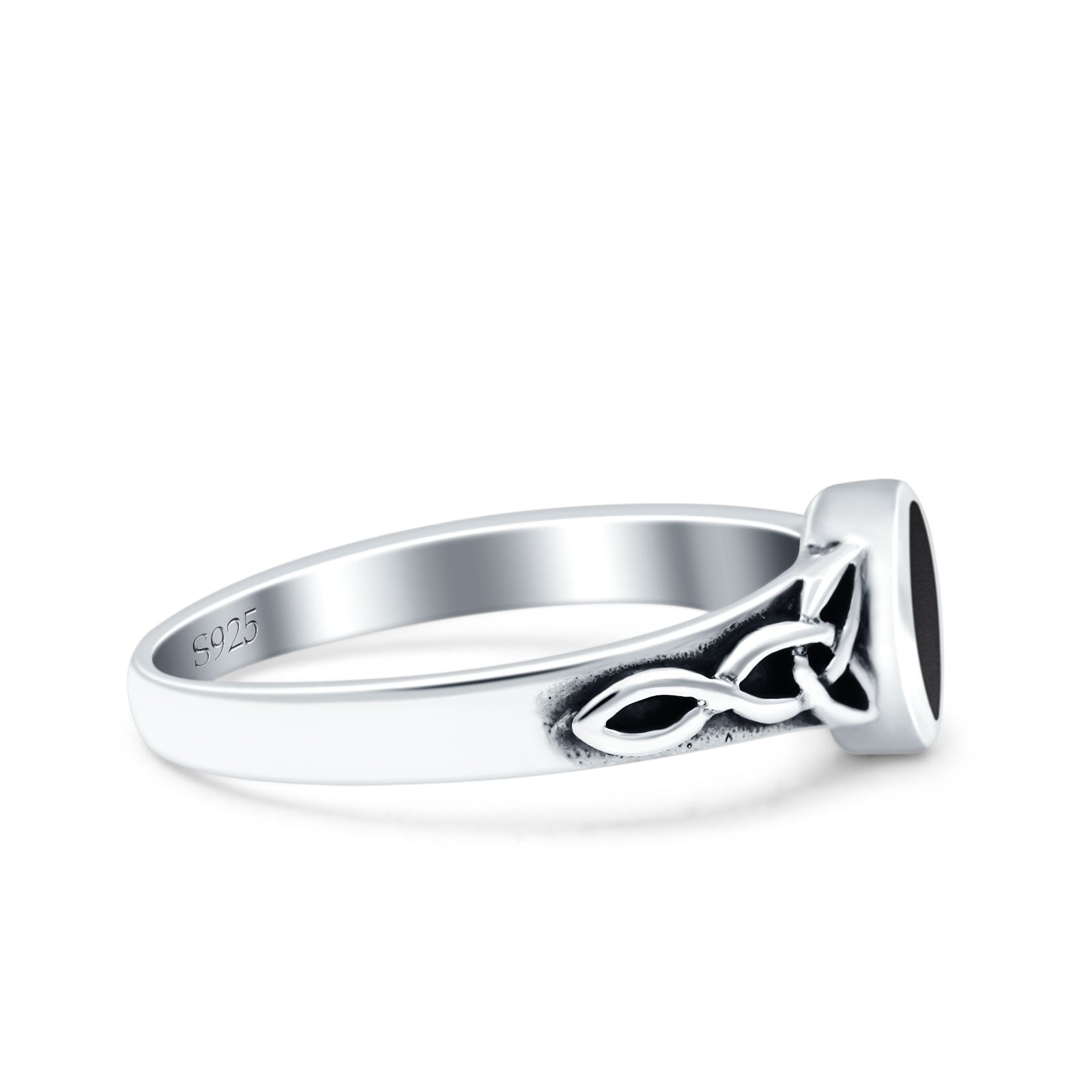 Celtic Style Marquise Lab Opal Ring Solid Oxidized 925 Sterling Silver