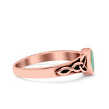 Celtic Style Marquise Lab Opal Ring Solid Oxidized 925 Sterling Silver