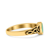 Celtic Style Marquise Lab Opal Ring Solid Oxidized 925 Sterling Silver