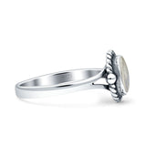 Oval Fashion Lab Created Opal Ring Oxidized 925 Sterling Silver