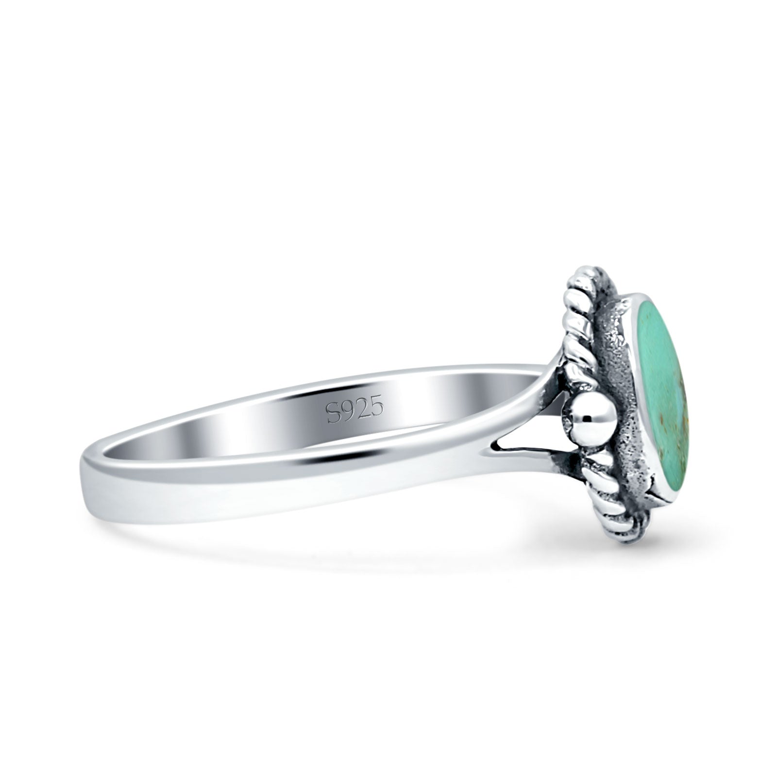 Oval Fashion Lab Created Opal Ring Oxidized 925 Sterling Silver