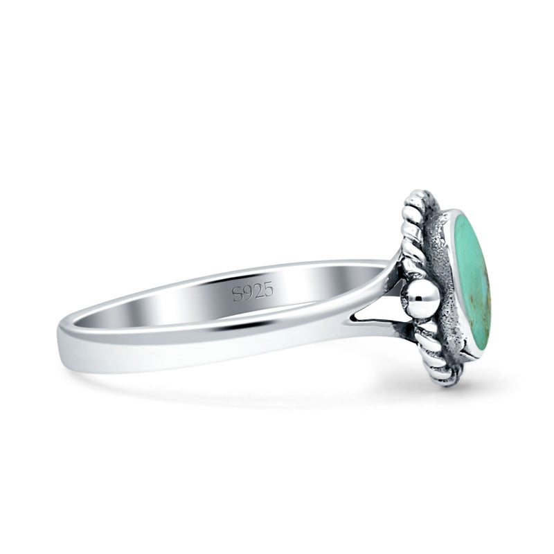 Oval Fashion Lab Created Opal Ring Oxidized 925 Sterling Silver