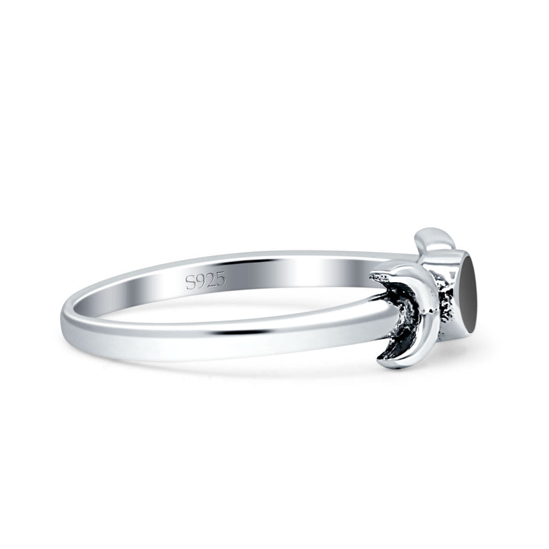 Moon Thumb Ring Statement Fashion Oxidized Lab Created Opal Solid 925 Sterling Silver