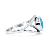 Round Thumb Ring Statement Fashion Oxidized Lab Created Opal Solid 925 Sterling Silver