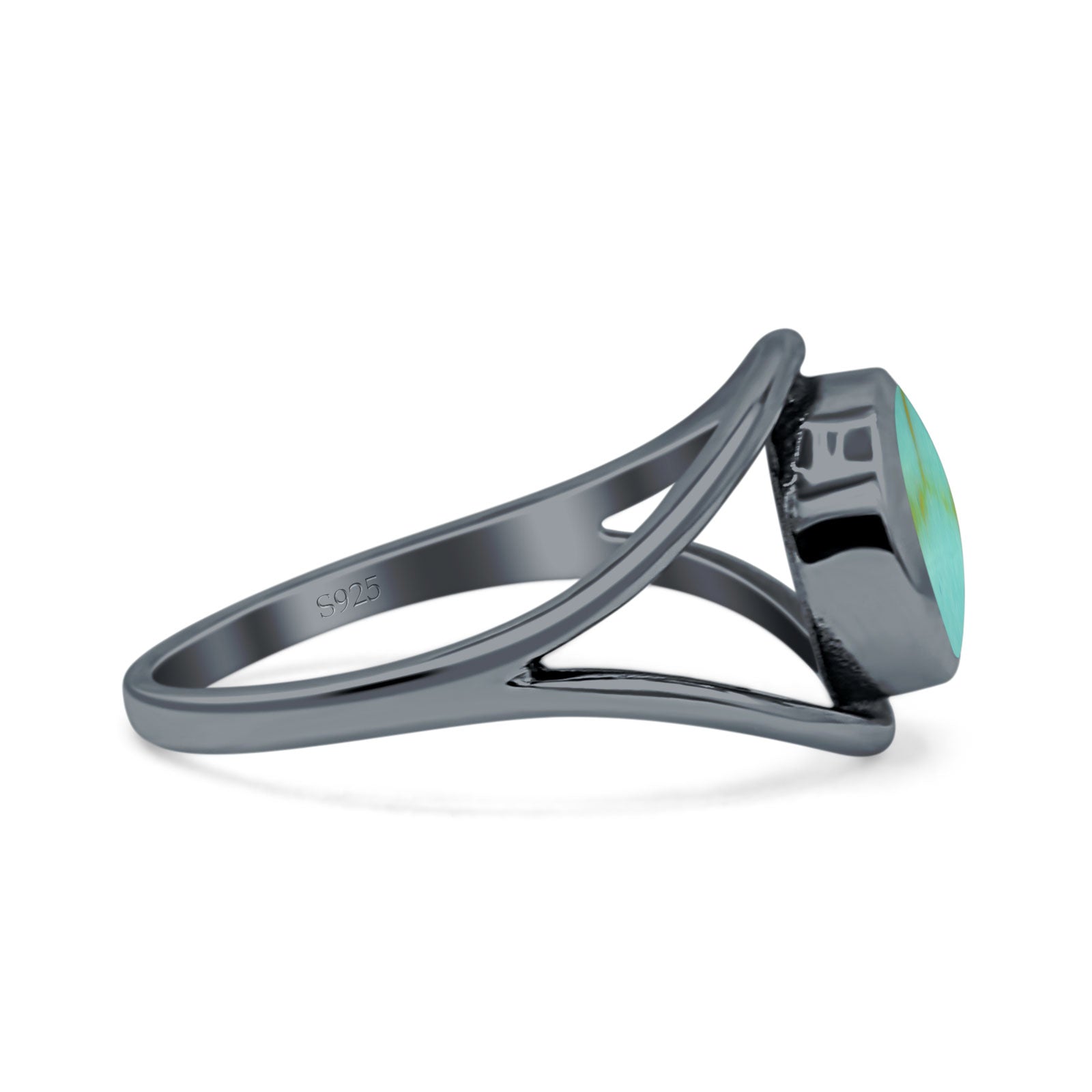 Round Thumb Ring Statement Fashion Oxidized Lab Created Opal Solid 925 Sterling Silver