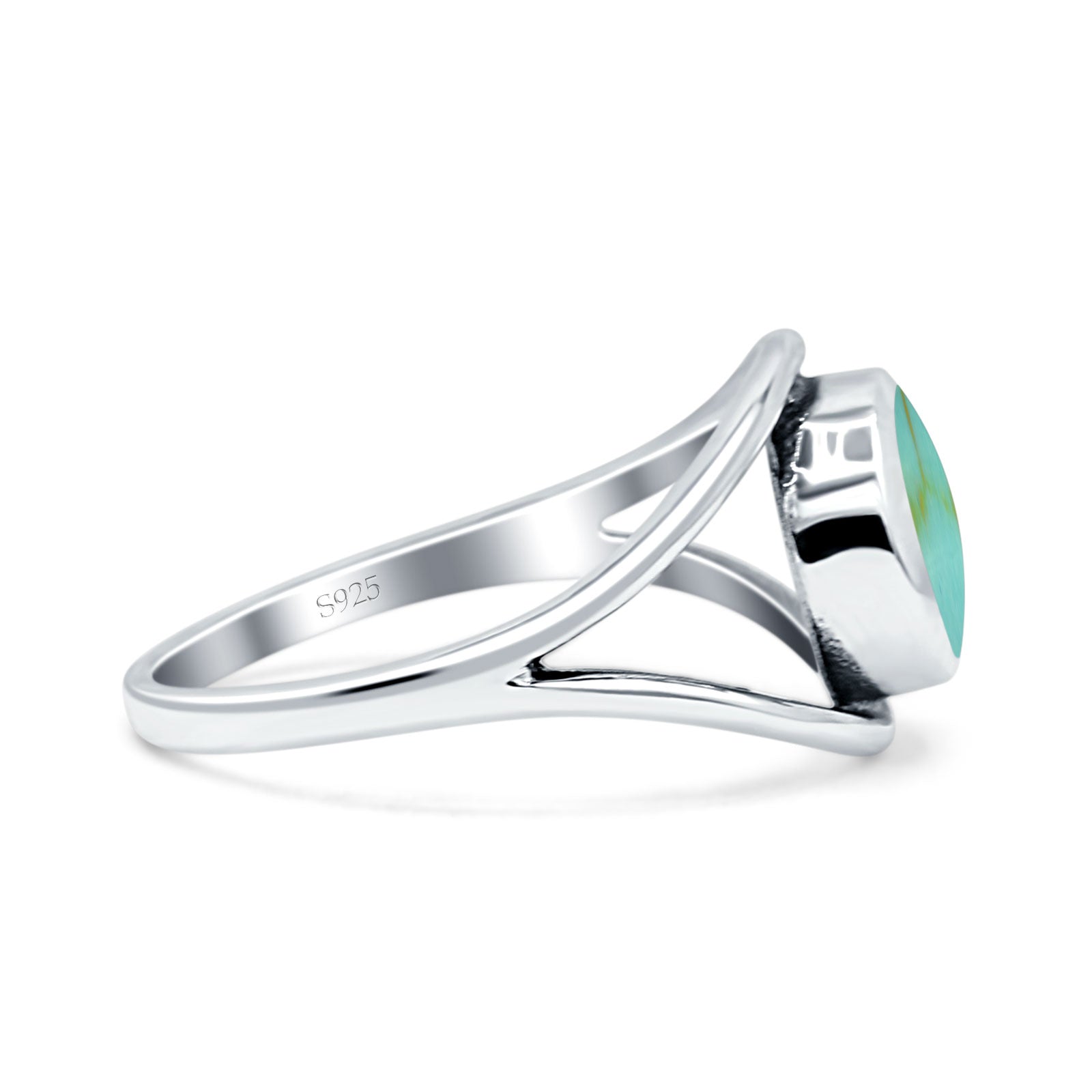 Round Thumb Ring Statement Fashion Oxidized Lab Created Opal Solid 925 Sterling Silver