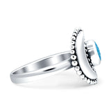 Crescent Moon Ring Opal Oxidized 925 Sterling Silver