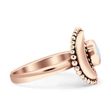 Crescent Moon Ring Opal Oxidized 925 Sterling Silver