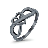Heart Infinity Ring Oxidized Band 925 Sterling Silver Thumb Ring (8mm)