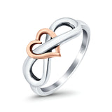 Heart Infinity Ring Oxidized Band 925 Sterling Silver Thumb Ring (8mm)