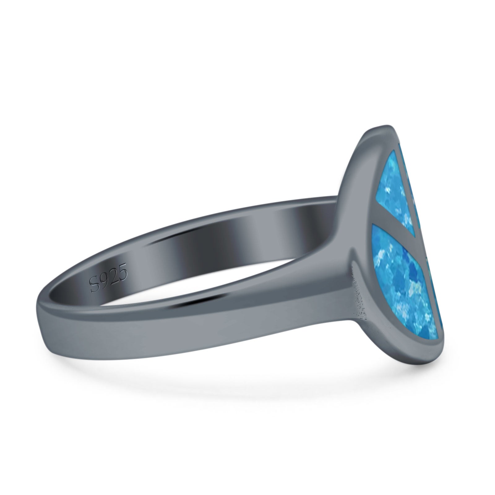 Peace Sign Thumb Ring Lab Created Opal 925 Sterling Silver