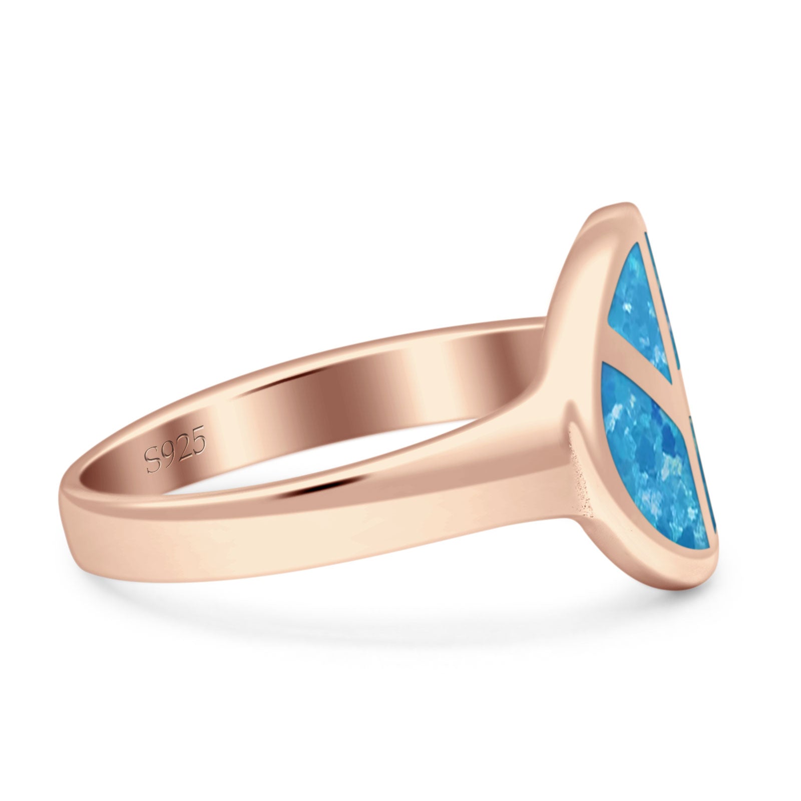 Peace Sign Thumb Ring Lab Created Opal 925 Sterling Silver