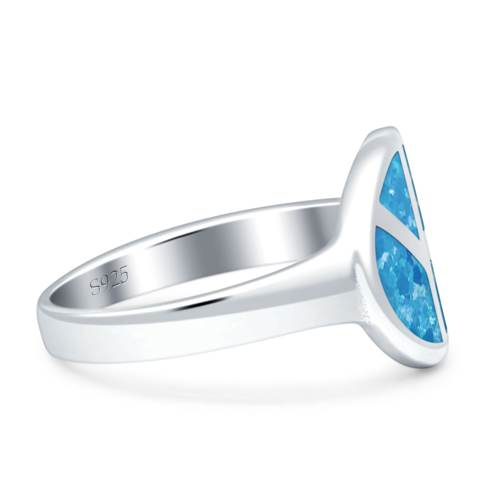 Peace Sign Thumb Ring Lab Created Opal 925 Sterling Silver