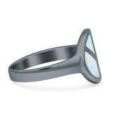 Peace Sign Thumb Ring Lab Created Opal 925 Sterling Silver