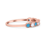 Half Eternity Ring Wedding Engagement Band Round Lab Created Opal 925 Sterling Silver