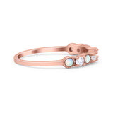 Half Eternity Ring Wedding Engagement Band Round Lab Created Opal 925 Sterling Silver
