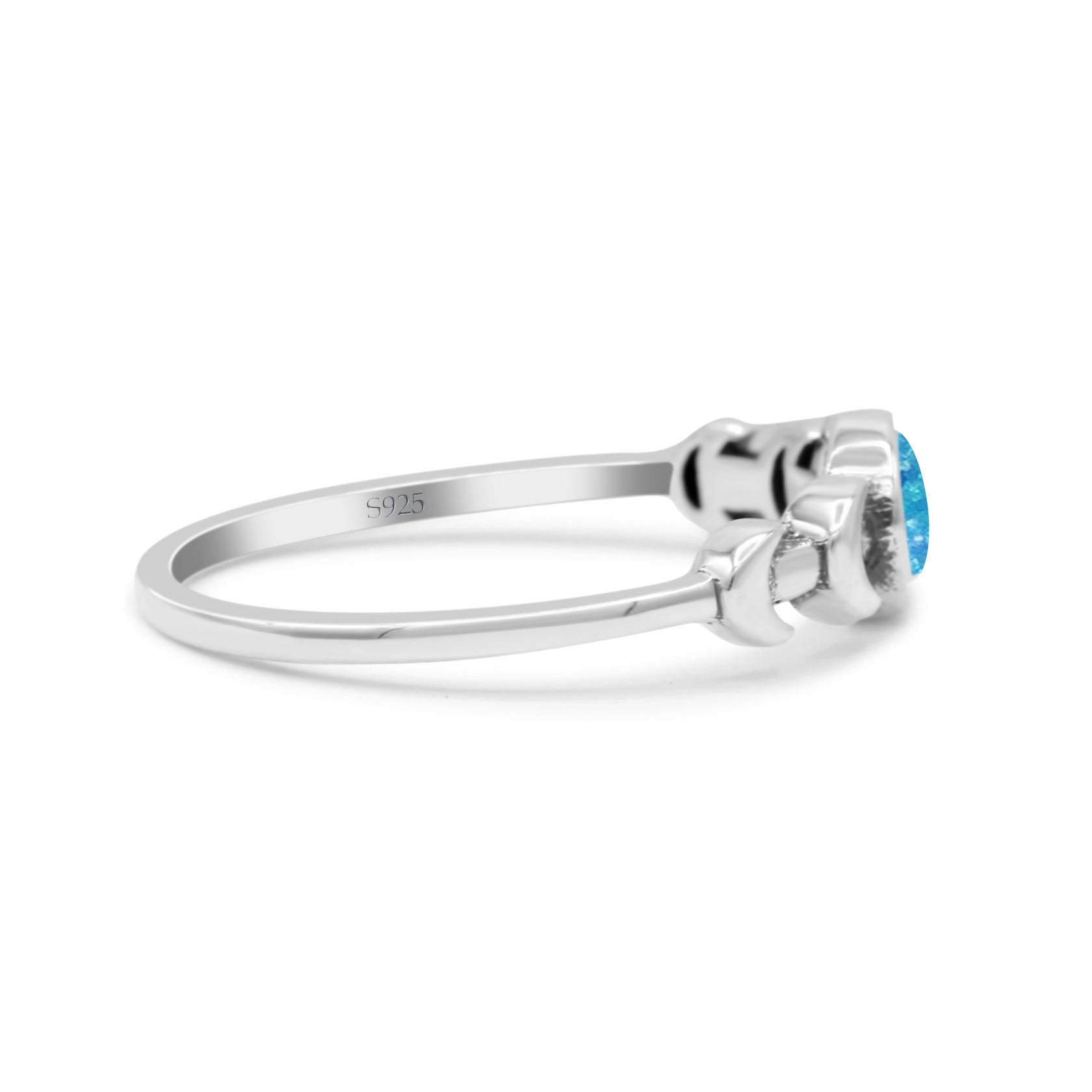 Moon Phases Oxidized Thumb Ring Statement Fashion Ring Lab Created Opal 925 Sterling Silver