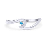 Wave & Star Wedding Engagement Ring Lab Created Opal 925 Sterling Silver