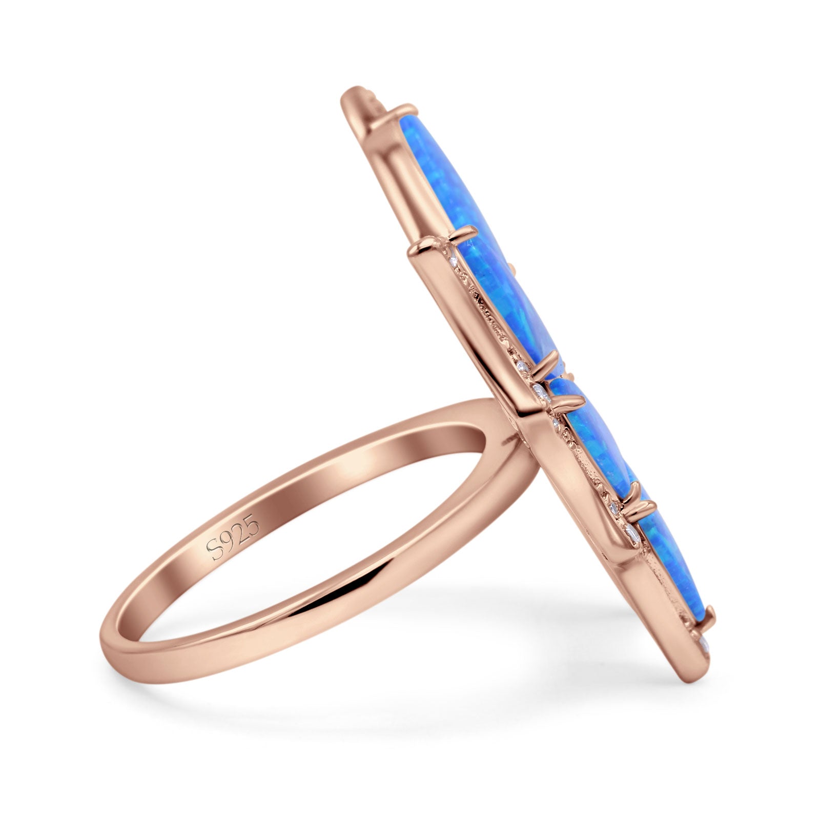 Butterfly Petite Dainty Thumb Ring Lab Created Opal Statement Fashion Ring 925 Sterling Silver