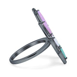 Butterfly Petite Dainty Thumb Ring Lab Created Opal Statement Fashion Ring 925 Sterling Silver