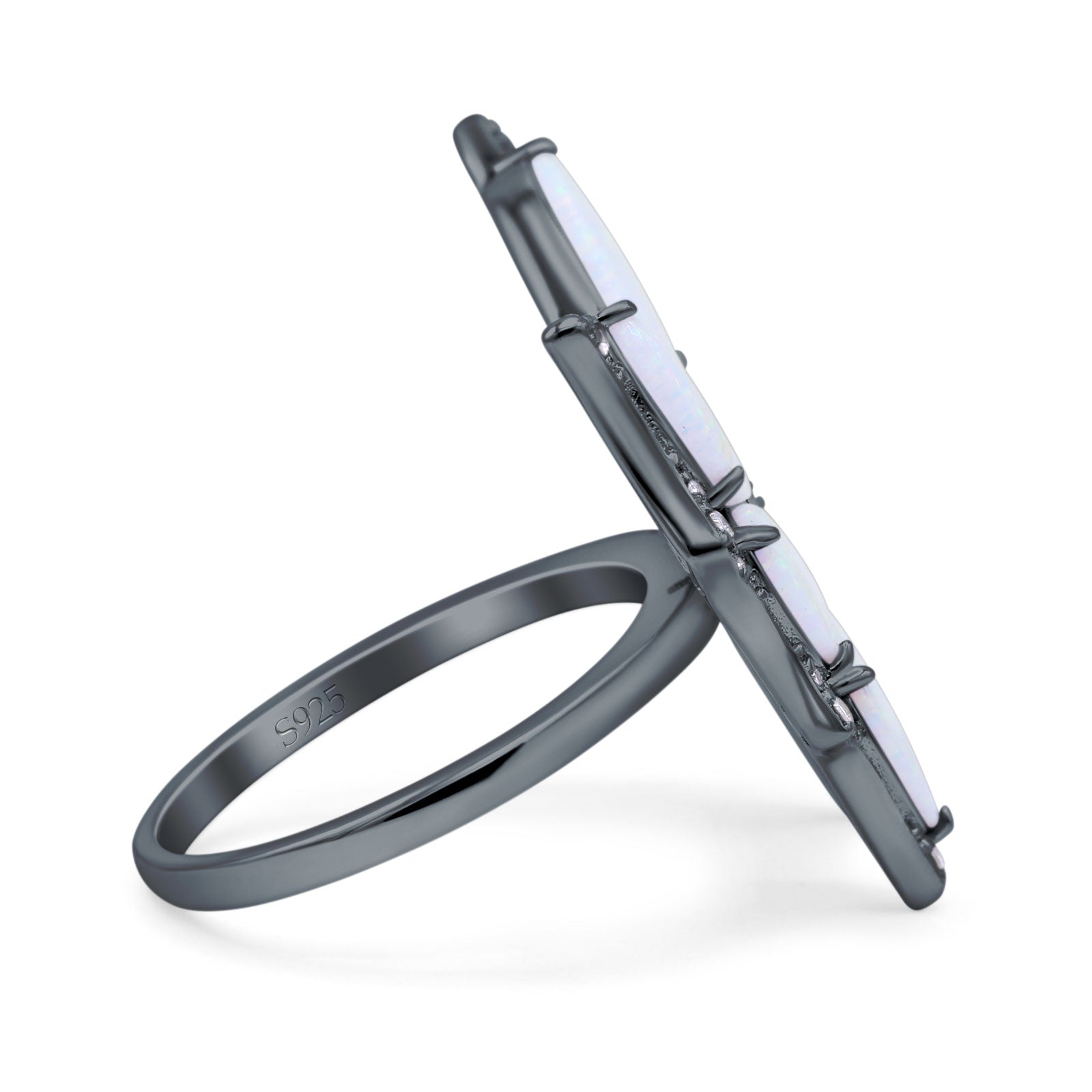 Butterfly Petite Dainty Thumb Ring Lab Created Opal Statement Fashion Ring 925 Sterling Silver