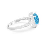 Art Deco Cushion Cut Engagement Ring Simulated Cubic Zirconia 925 Sterling Silver