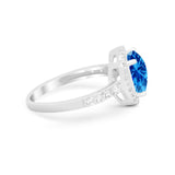 Art Deco Cushion Cut Engagement Ring Simulated Cubic Zirconia 925 Sterling Silver