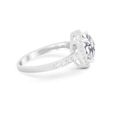 Art Deco Cushion Cut Engagement Ring Simulated Cubic Zirconia 925 Sterling Silver